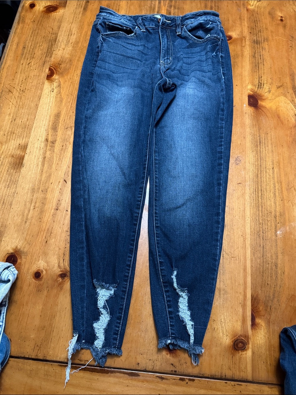 KanCan Dark Blue Distressed Ankle Jeans